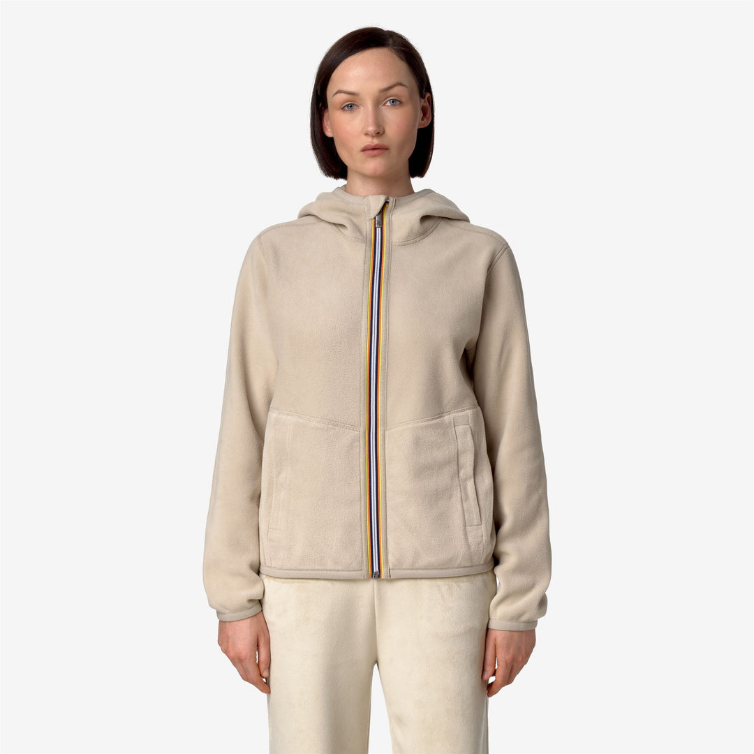 Fleece Woman LILY VELOUR POLAR DOUBLE Jacket BEIGE GREY-BEIGE GREY Detail Double				