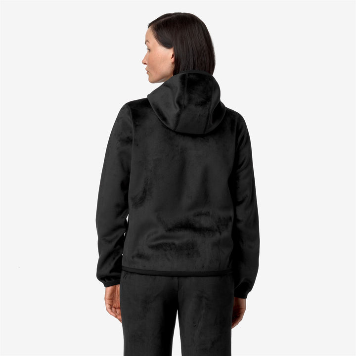 Fleece Woman LILY VELOUR POLAR DOUBLE Jacket BLACK P-BLACK P Dressed Front Double		