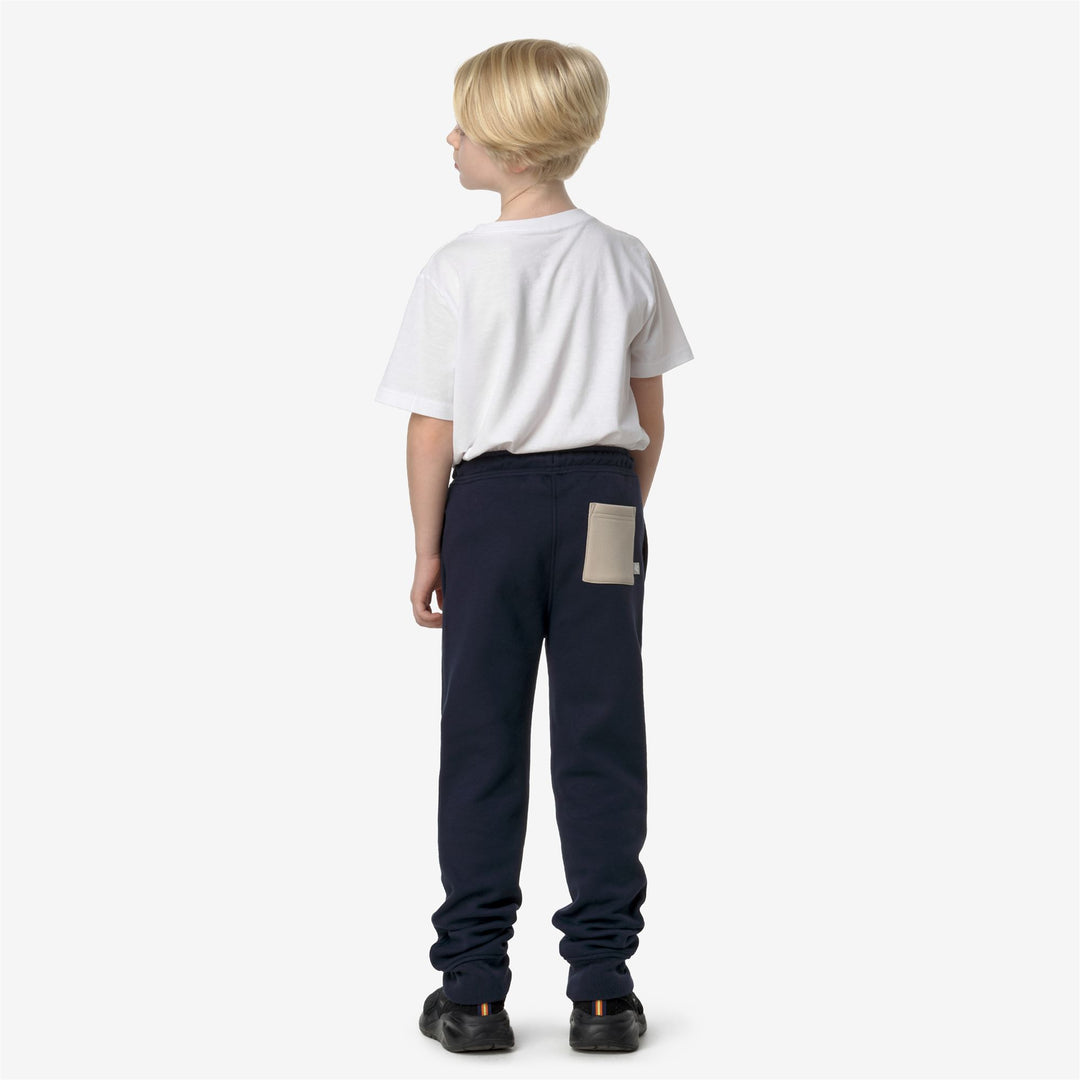 Pants Boy P. BUVEL PC LETTERING Sport Trousers BLUE DEPTH - BEIGE GREY Dressed Front Double		