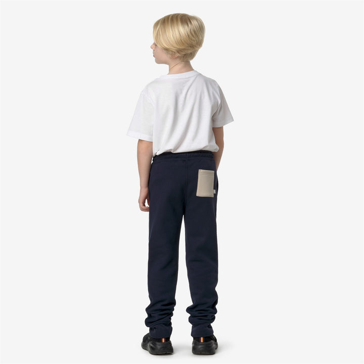 Pants Boy P. BUVEL PC LETTERING Sport Trousers BLUE DEPTH - BEIGE GREY Dressed Front Double		