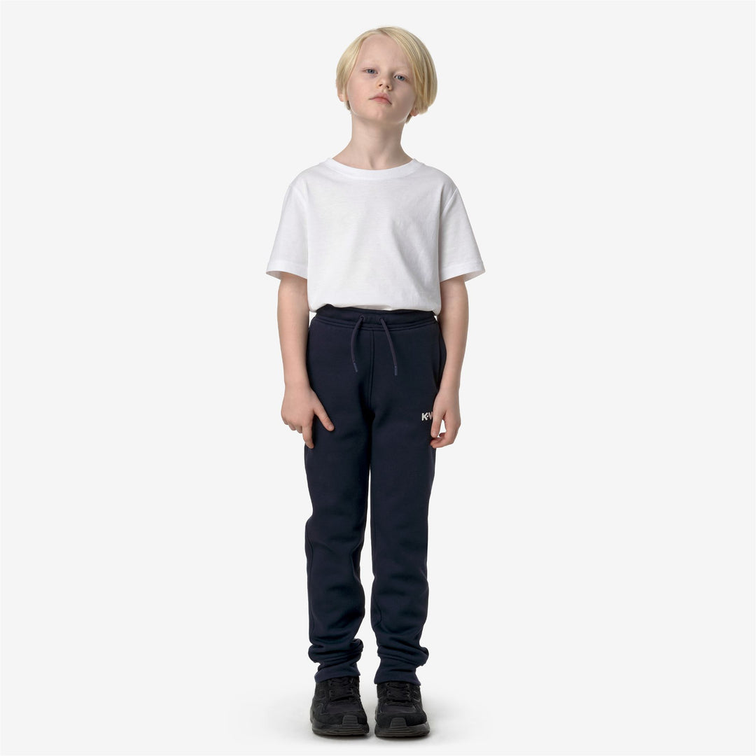 Pants Boy P. BUVEL PC LETTERING Sport Trousers BLUE DEPTH - BEIGE GREY Dressed Back (jpg Rgb)		