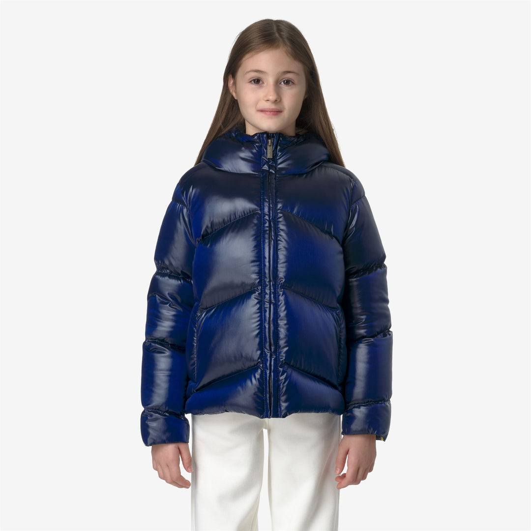 Jackets Girl P. NINEV CRYSTAL CHINTZ THERMO HEAVY Short BLUE DEPTH CHINTZ Dressed Back (jpg Rgb)		