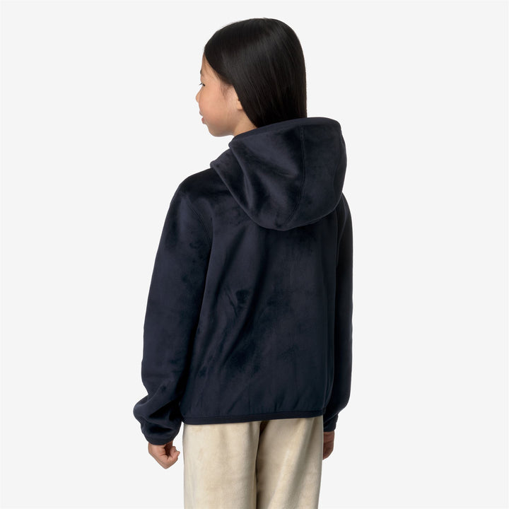 Fleece Girl P. LILY VELOUR POLAR REVERSIBLE Jacket BLUE DEPTH-BLUE DEPTH Dressed Front Double		