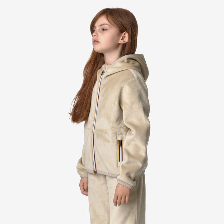 Fleece Girl P. LILY VELOUR POLAR REVERSIBLE Jacket BEIGE GREY-BEIGE GREY Detail (jpg Rgb)			