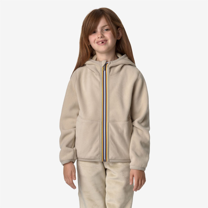 Fleece Girl P. LILY VELOUR POLAR DOUBLE Jacket BEIGE GREY-BEIGE GREY Detail Double				