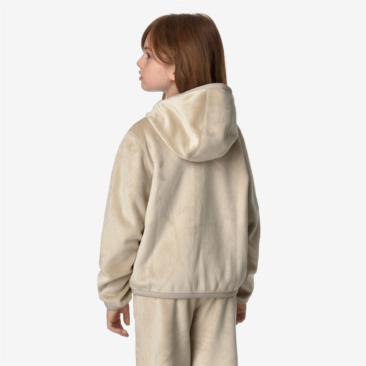 Fleece Girl P. LILY VELOUR POLAR DOUBLE Jacket BEIGE GREY-BEIGE GREY Dressed Front Double		