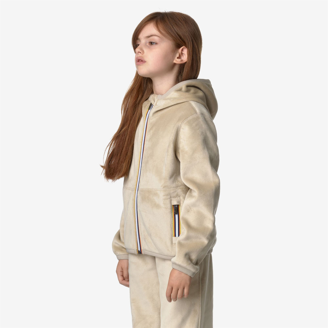 Fleece Girl P. LILY VELOUR POLAR DOUBLE Jacket BEIGE GREY-BEIGE GREY Detail (jpg Rgb)			