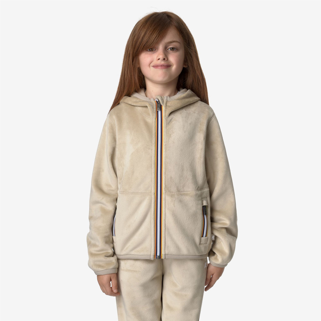 Fleece Girl P. LILY VELOUR POLAR REVERSIBLE Jacket BEIGE GREY-BEIGE GREY Dressed Back (jpg Rgb)		