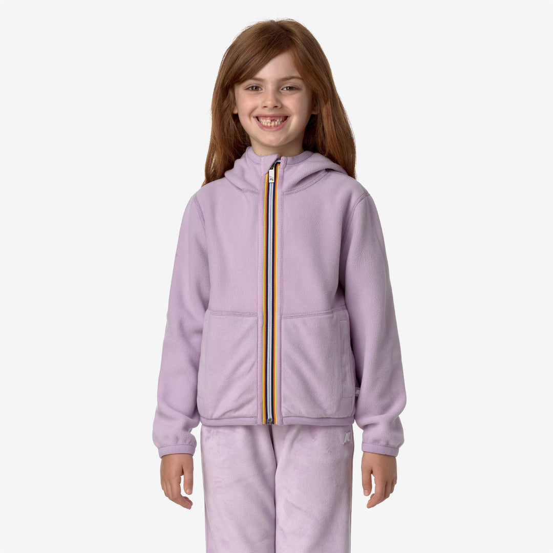 Fleece Girl P. LILY VELOUR POLAR DOUBLE Jacket VIOLET LT LILAC Detail Double				