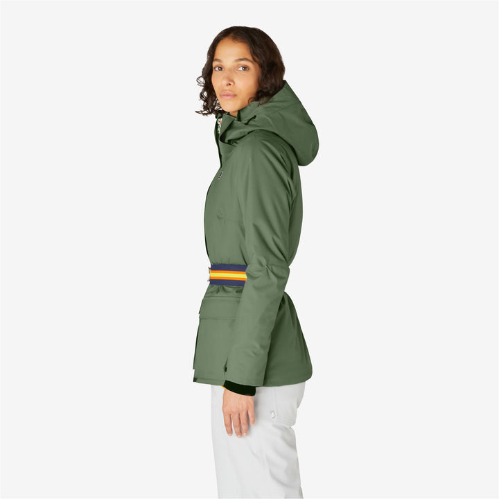 Jackets Woman Giselle Micro Twill Mid GREEN LAUREL - BLACK PURE Detail (jpg Rgb)			