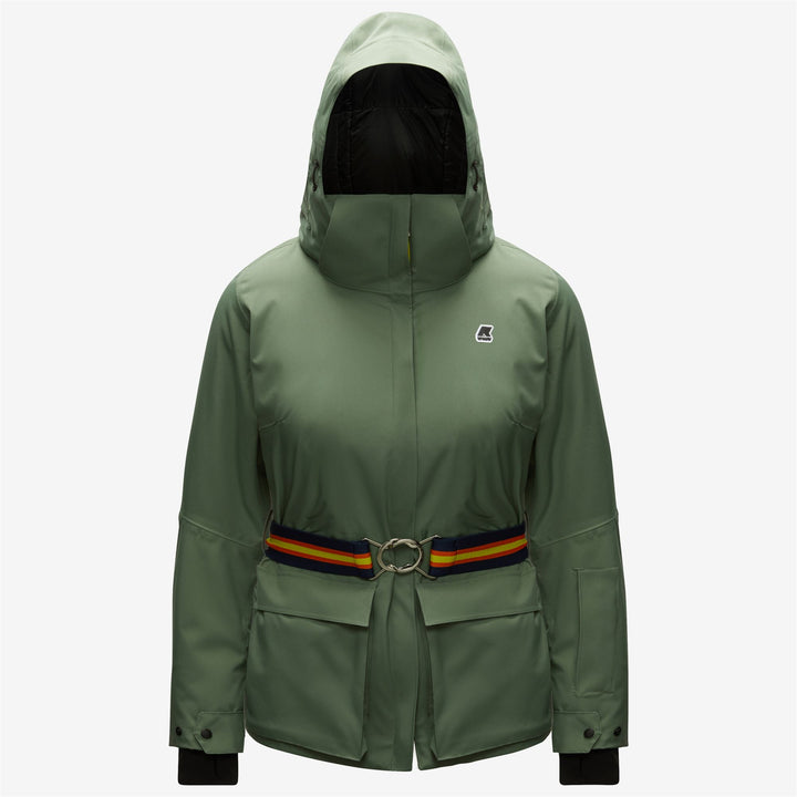 Jackets Woman Giselle Micro Twill Mid GREEN LAUREL - BLACK PURE Photo (jpg Rgb)			