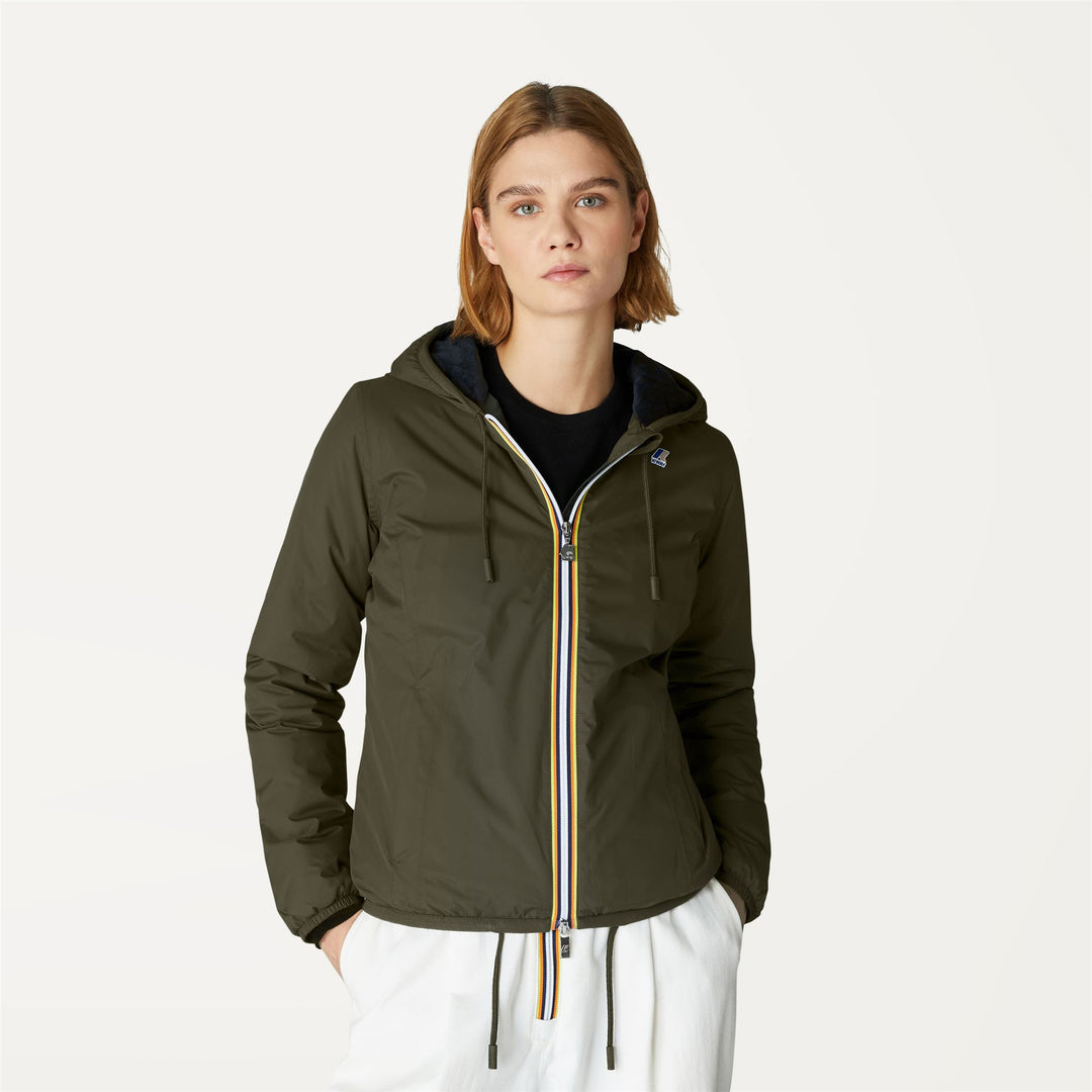 Jackets Woman LILY MICRO RIPSTOP MARMOTTA Short GREEN BLACKISH Dressed Back (jpg Rgb)		