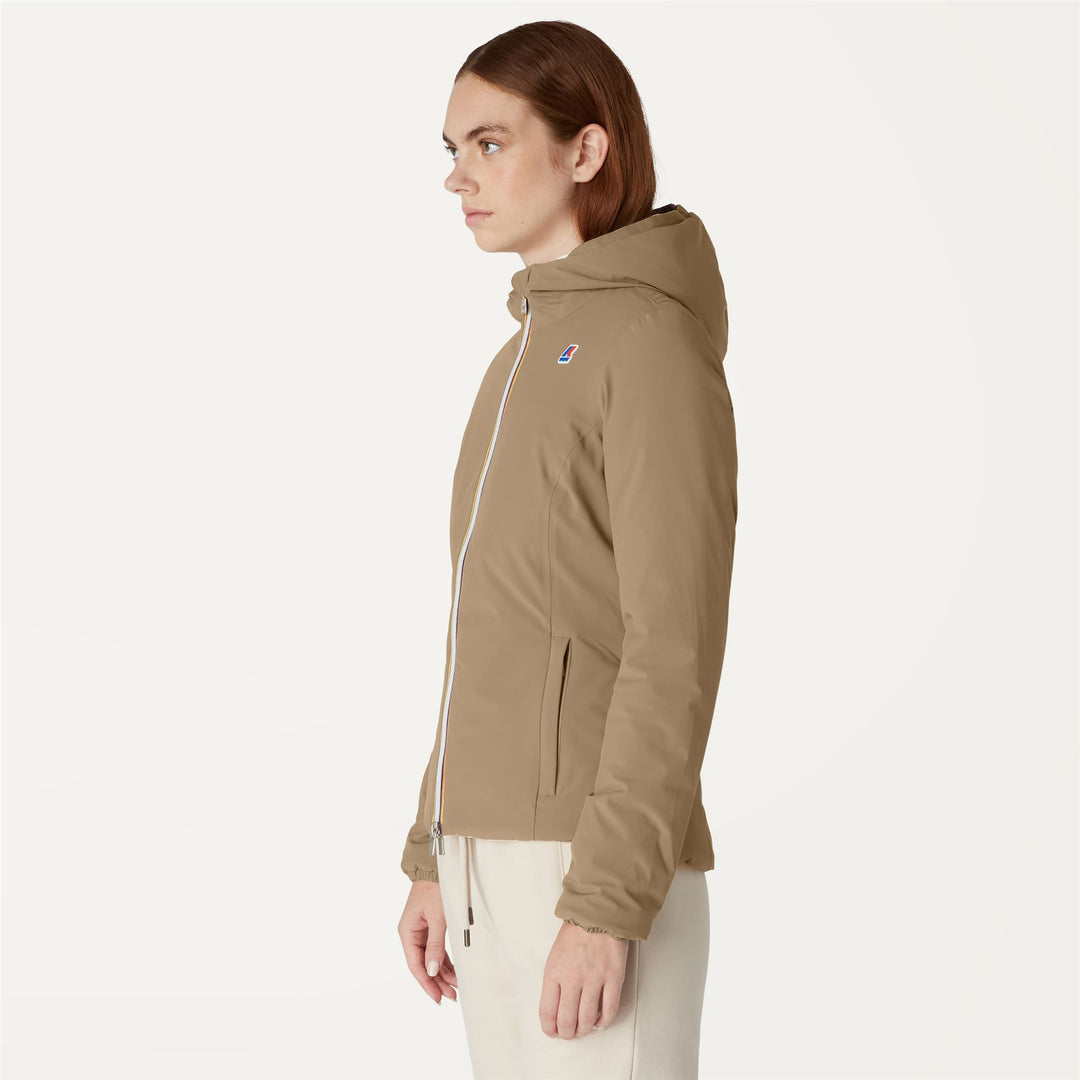 Jackets Woman LILY WARM REVERSIBLE Short BEIGE TAUPE - WHITE Detail (jpg Rgb)			