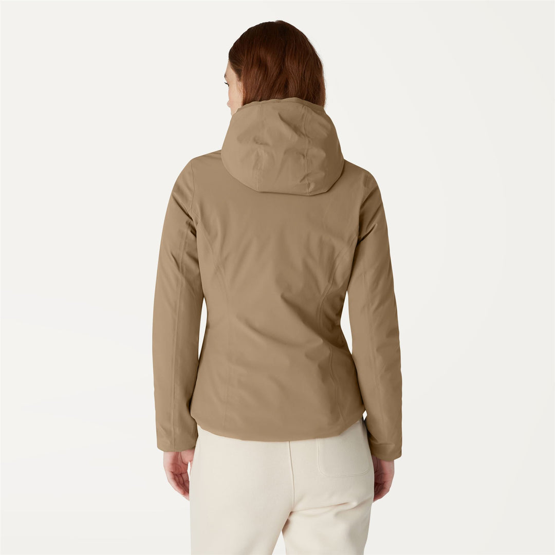 Jackets Woman LILY WARM REVERSIBLE Short BEIGE TAUPE - WHITE Dressed Front Double		