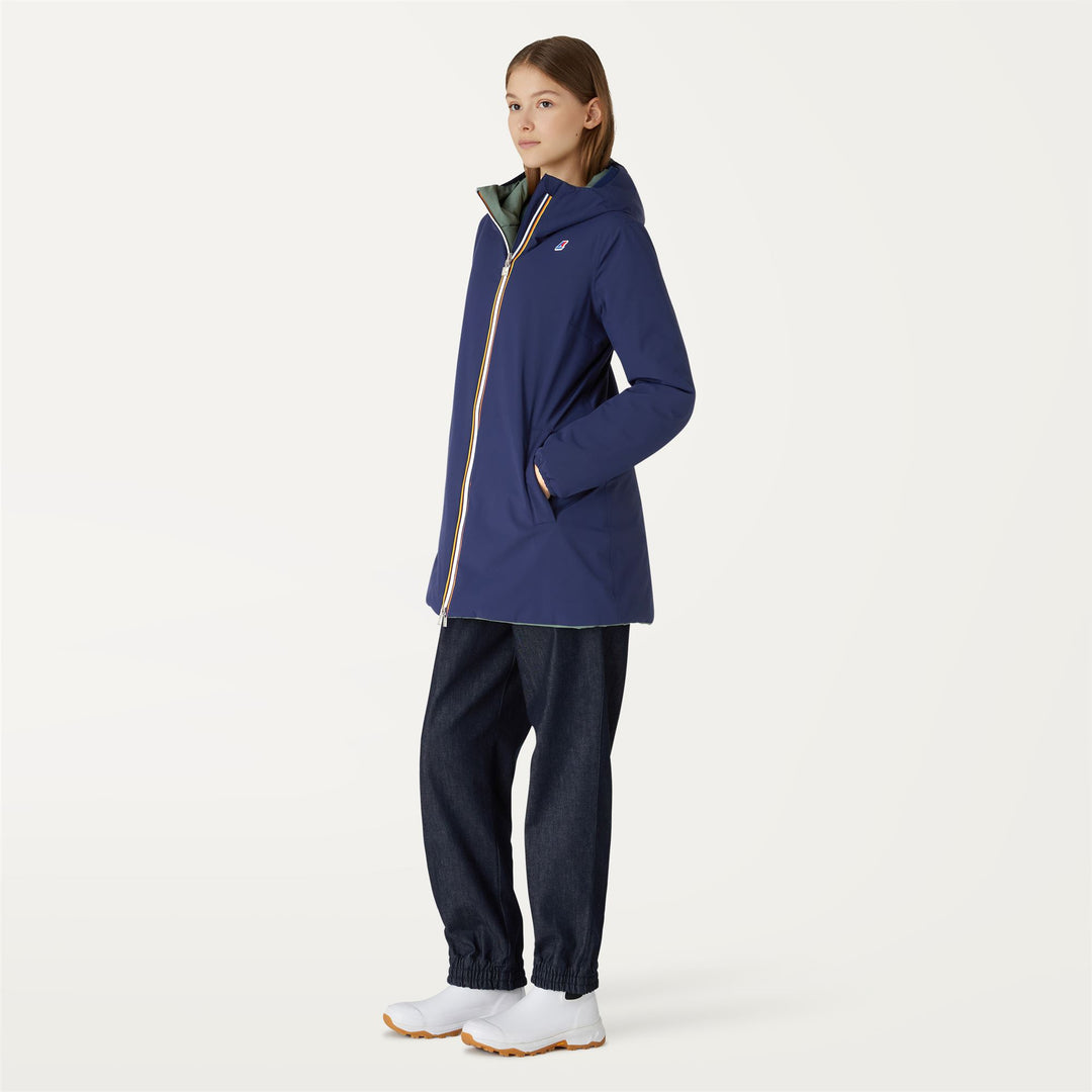 Jackets Woman SOPHIE WARM REVERSIBLE Mid BLUE MEDIEVAL - GREEN LAUREL Detail (jpg Rgb)			