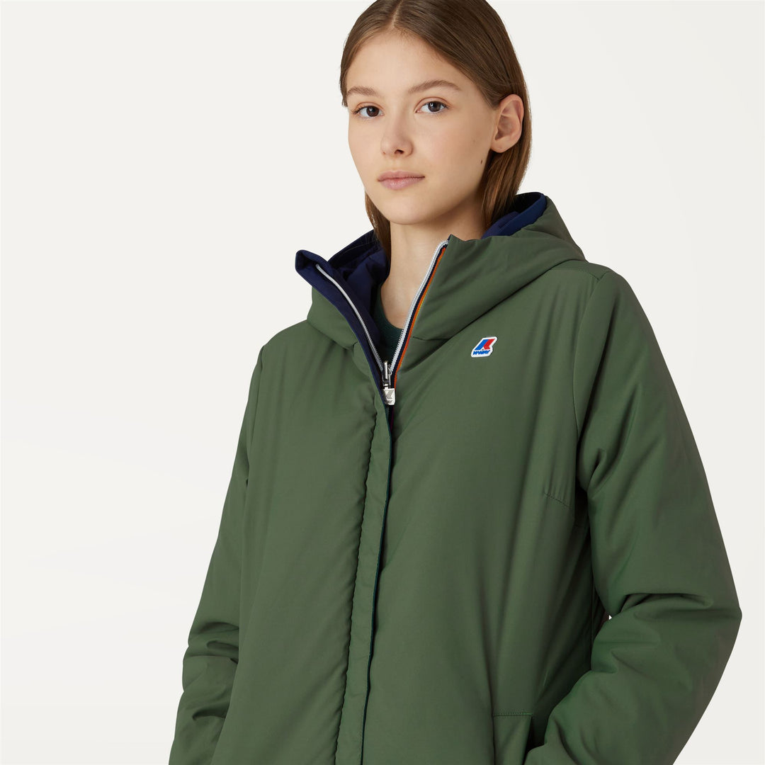 Jackets Woman SOPHIE WARM REVERSIBLE Mid BLUE MEDIEVAL - GREEN LAUREL Detail Double				