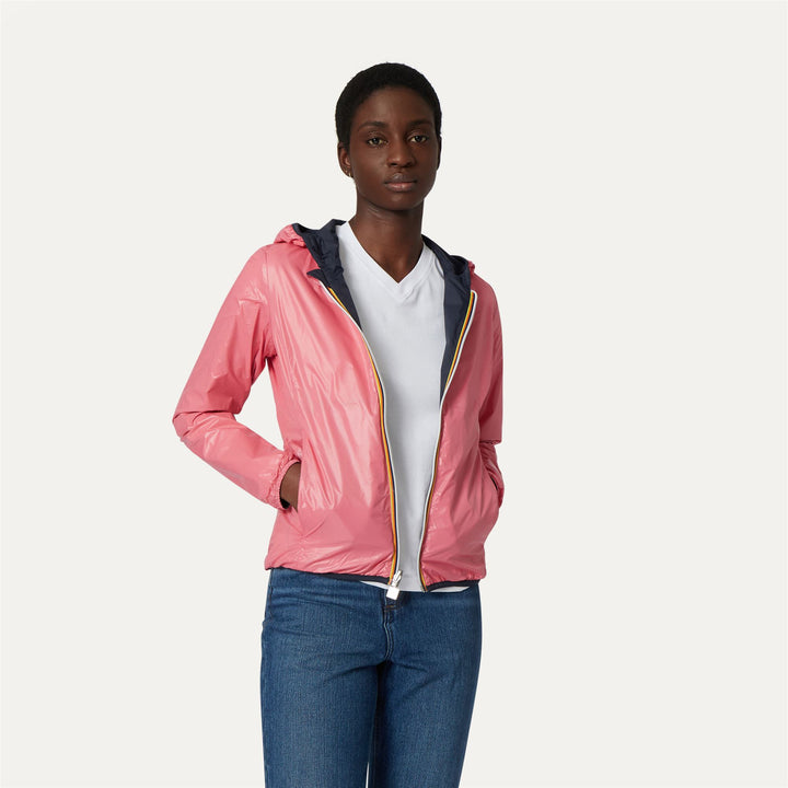 Jackets Woman LILY PLUS.2 DOUBLE Short BLUE D-PINK MD Detail Double				