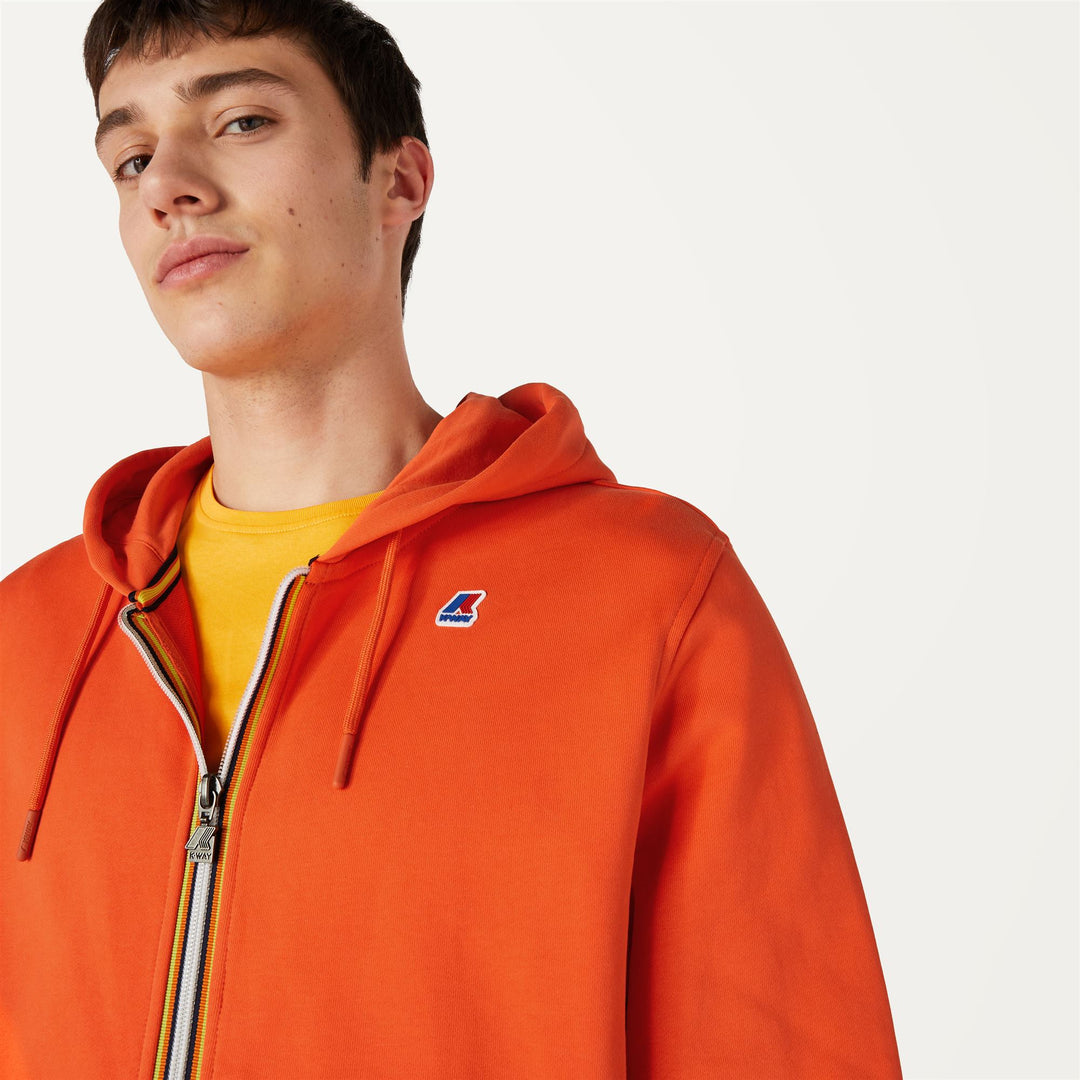 Fleece Man ANTHONY Jacket ORANGE Detail Double				