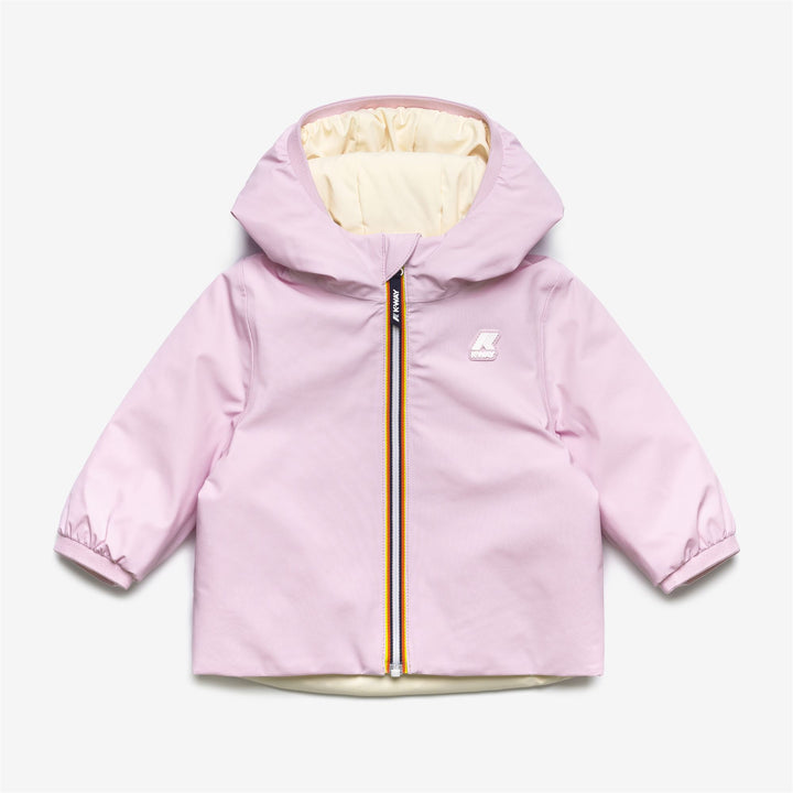 Jackets Kid unisex E. JACK WARM DOUBLE Short PINK ROSE - BEIGE ECRU Photo (jpg Rgb)			