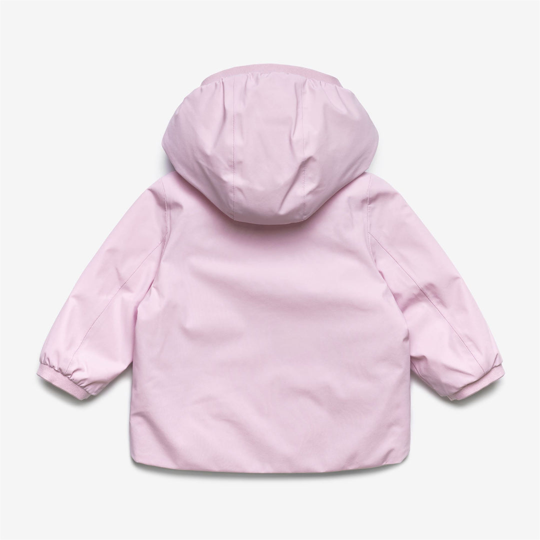 Jackets Kid unisex E. JACK WARM DOUBLE Short PINK ROSE - BEIGE ECRU Dressed Front (jpg Rgb)	