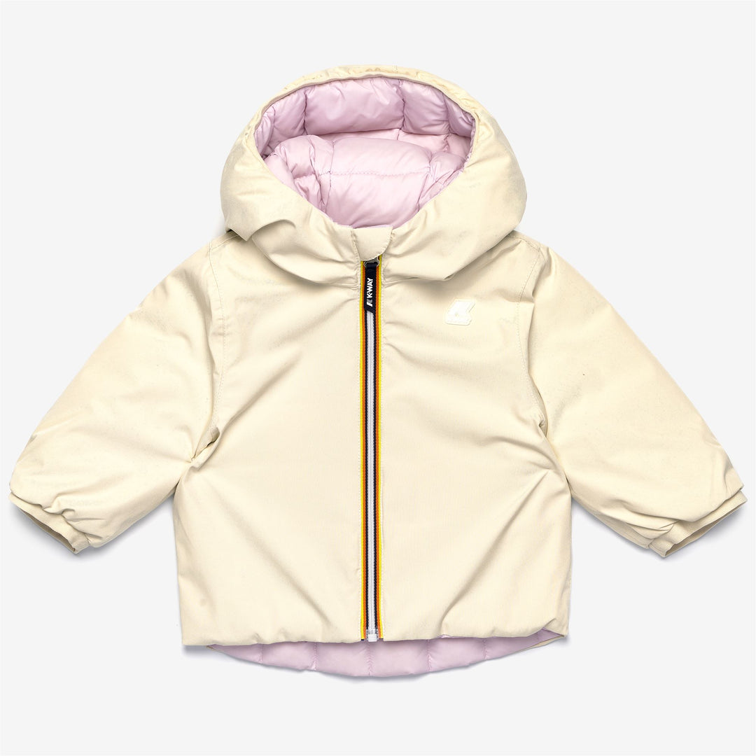 Jackets Kid unisex E. JACK STRETCH THERMO REVERSIBLE Short BEIGE ECRU - PINK ROSE Photo (jpg Rgb)			