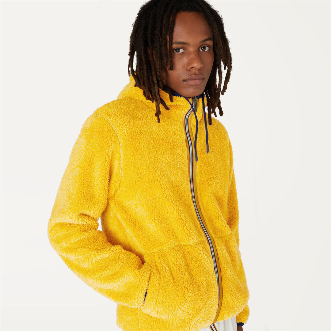 Fleece Man JACQUES POLAR REVERSIBLE Jacket BLUE MEDIEVAL - YELLOW RASPBERRY Detail Double				