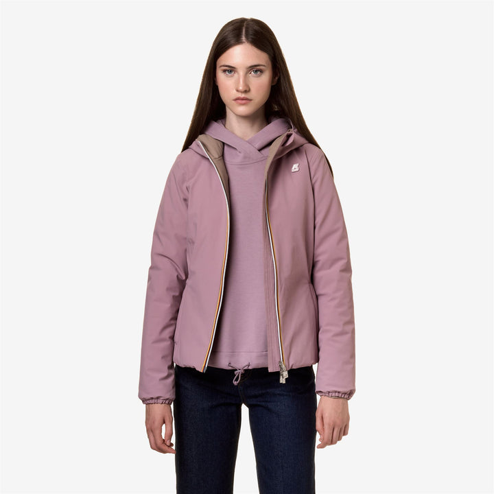 Jackets Woman LILY ST WARM DOUBLE Short VIOLET D-BEIGE T Dressed Back (jpg Rgb)		