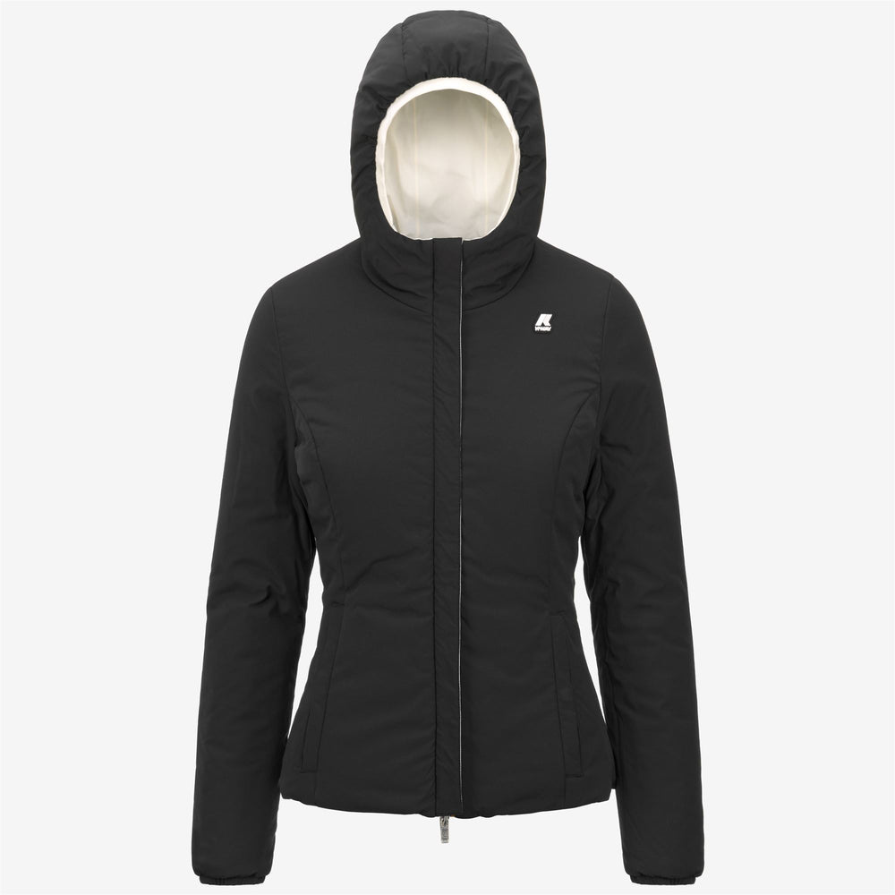 Jackets Woman LILY ST WARM DOUBLE Short WHITE G-BLACK P Dressed Front (jpg Rgb)	