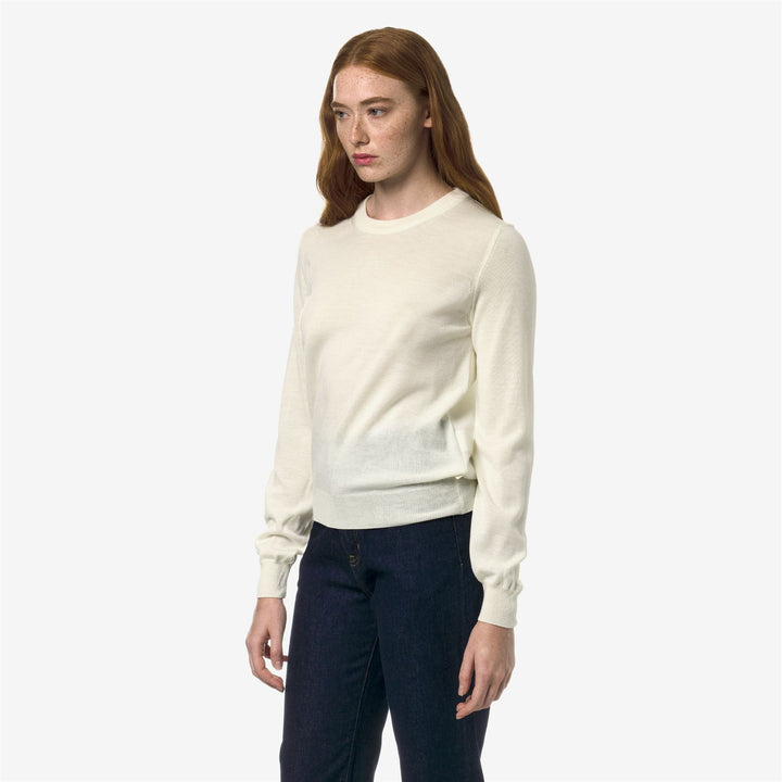 Knitwear Woman ABBI MERINO Pull  Over WHITE PRISTINE Detail (jpg Rgb)			