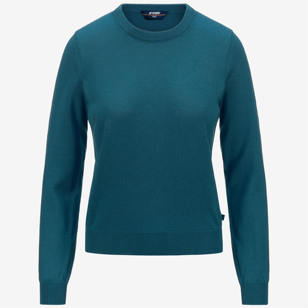 Knitwear Woman ABBI MERINO Pull  Over GREEN TEAL Photo (jpg Rgb)			