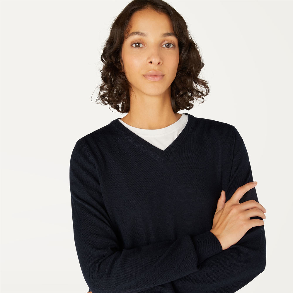 Knitwear Woman ILANA MERINO Pull  Over BLUE DEPTH Detail Double				