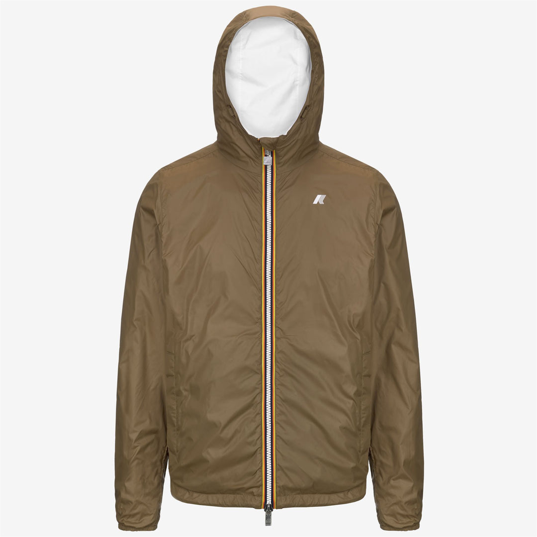 Jackets Man JAKE PLUS.2 DOUBLE Short WHITE-BROWN C Dressed Front (jpg Rgb)	