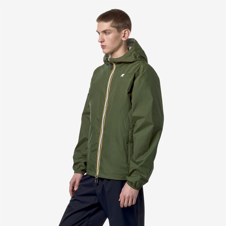 Jackets Man JAKE PLUS.2 DOUBLE Short GREEN C-BEIGE L Detail (jpg Rgb)			