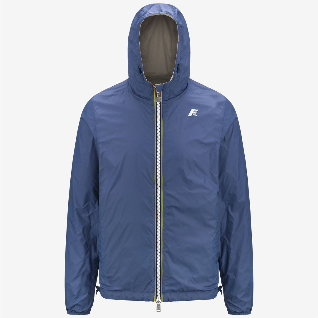 Jackets Man JAKE PLUS.2 DOUBLE Short BEIGE L-BLUE F Dressed Front (jpg Rgb)	