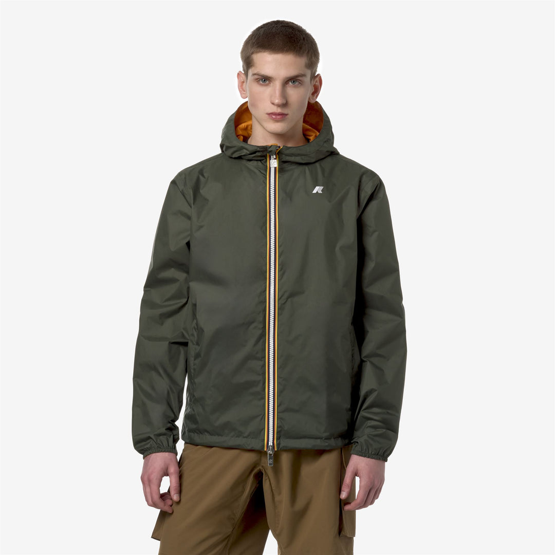 Jackets Man JAKE PLUS.2 DOUBLE Short GREEN B-ORANGE M Dressed Back (jpg Rgb)		