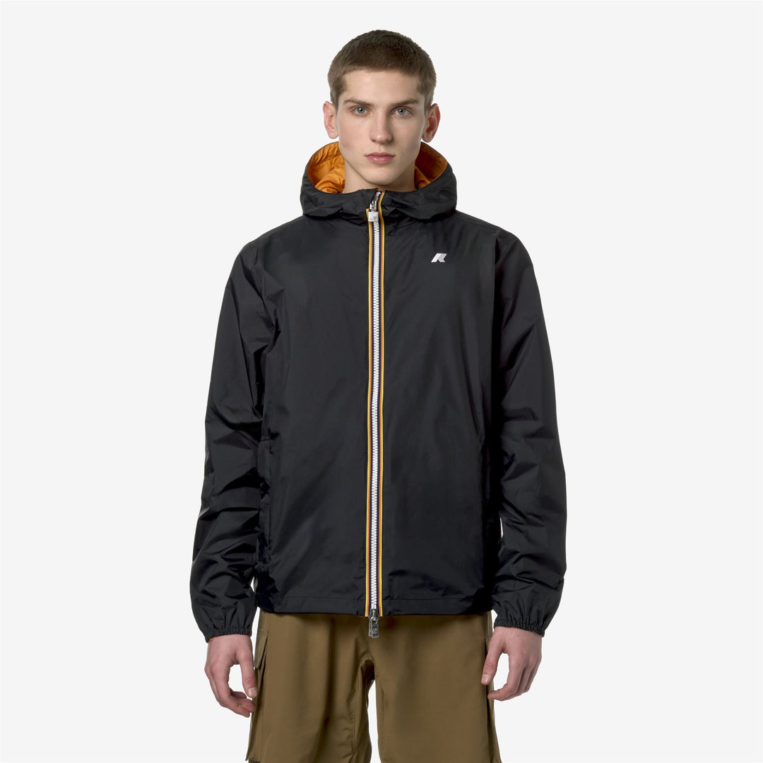 Jackets Man JAKE PLUS.2 DOUBLE Short BLACK-ORANGE M Dressed Back (jpg Rgb)		