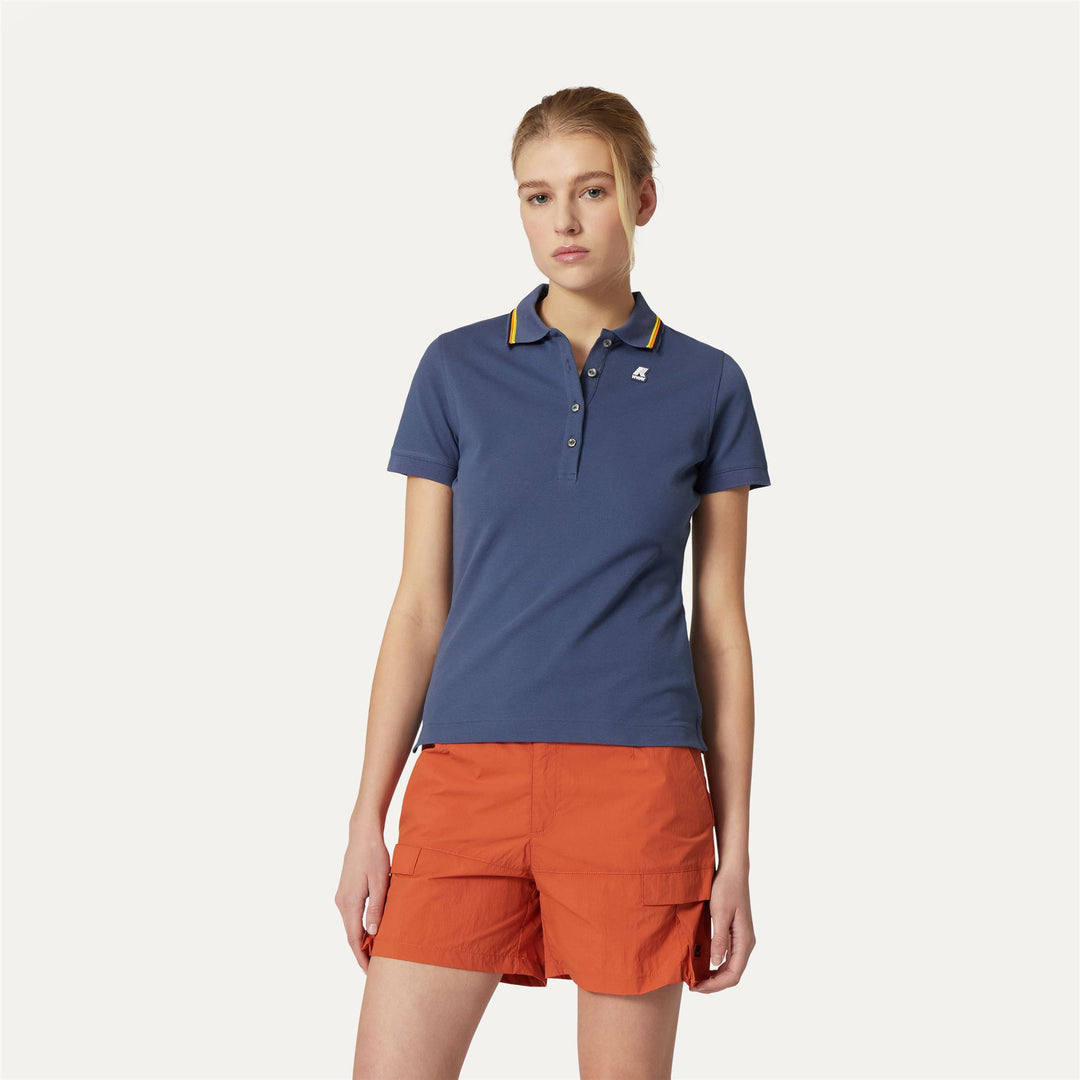 Polo Shirts Woman JEANNINE Polo BLUE INDIGO Dressed Back (jpg Rgb)		