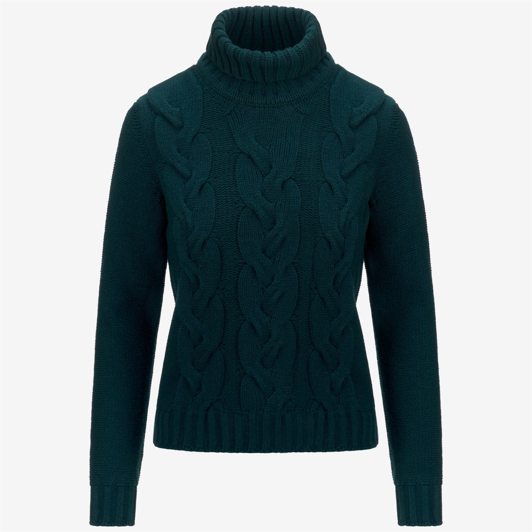 Knitwear Woman CLAIRIE BRAID Pull  Over GREEN PETROL Photo (jpg Rgb)			