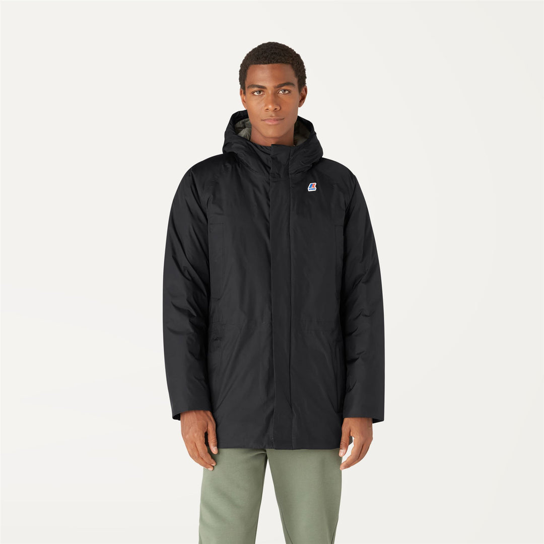 Jackets Man GASTON THERMO PLUS.2 Mid BLACK PURE - GREEN BLACKISH Dressed Back (jpg Rgb)		