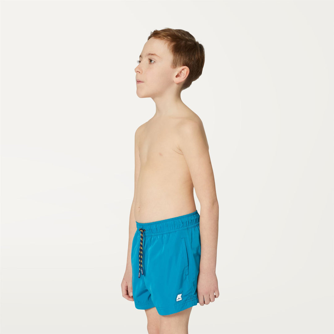 Bathing Suits Boy P. HAZEL Swimming Trunk TURQUOISE DK Detail (jpg Rgb)			