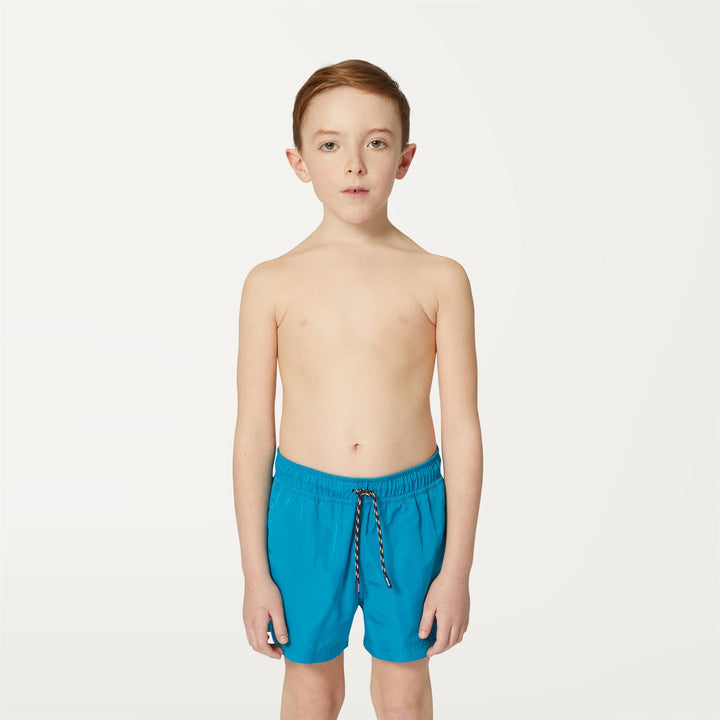 Bathing Suits Boy P. HAZEL Swimming Trunk TURQUOISE DK Dressed Back (jpg Rgb)		