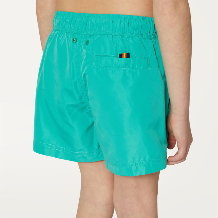 Bathing Suits Boy P. HAZEL Swimming Trunk GREEN MARINE Detail Double				