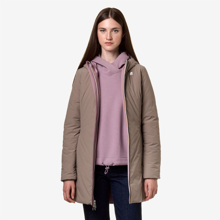 Jackets Woman DENISE WARM DOUBLE Mid VIOLET D-BEIGE T Detail Double				