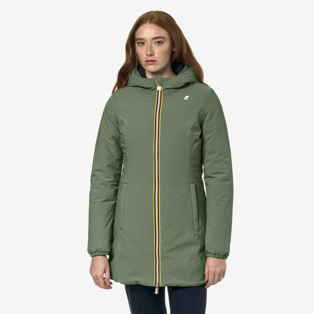 Jackets Woman DENISE ST WARM DOUBLE Mid GREEN S-BLUE D Dressed Back (jpg Rgb)		