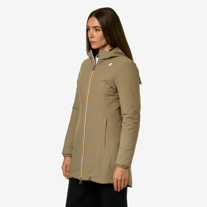 Jackets Woman DENISE WARM DOUBLE Mid BEIGE T-BLACK P Detail (jpg Rgb)			