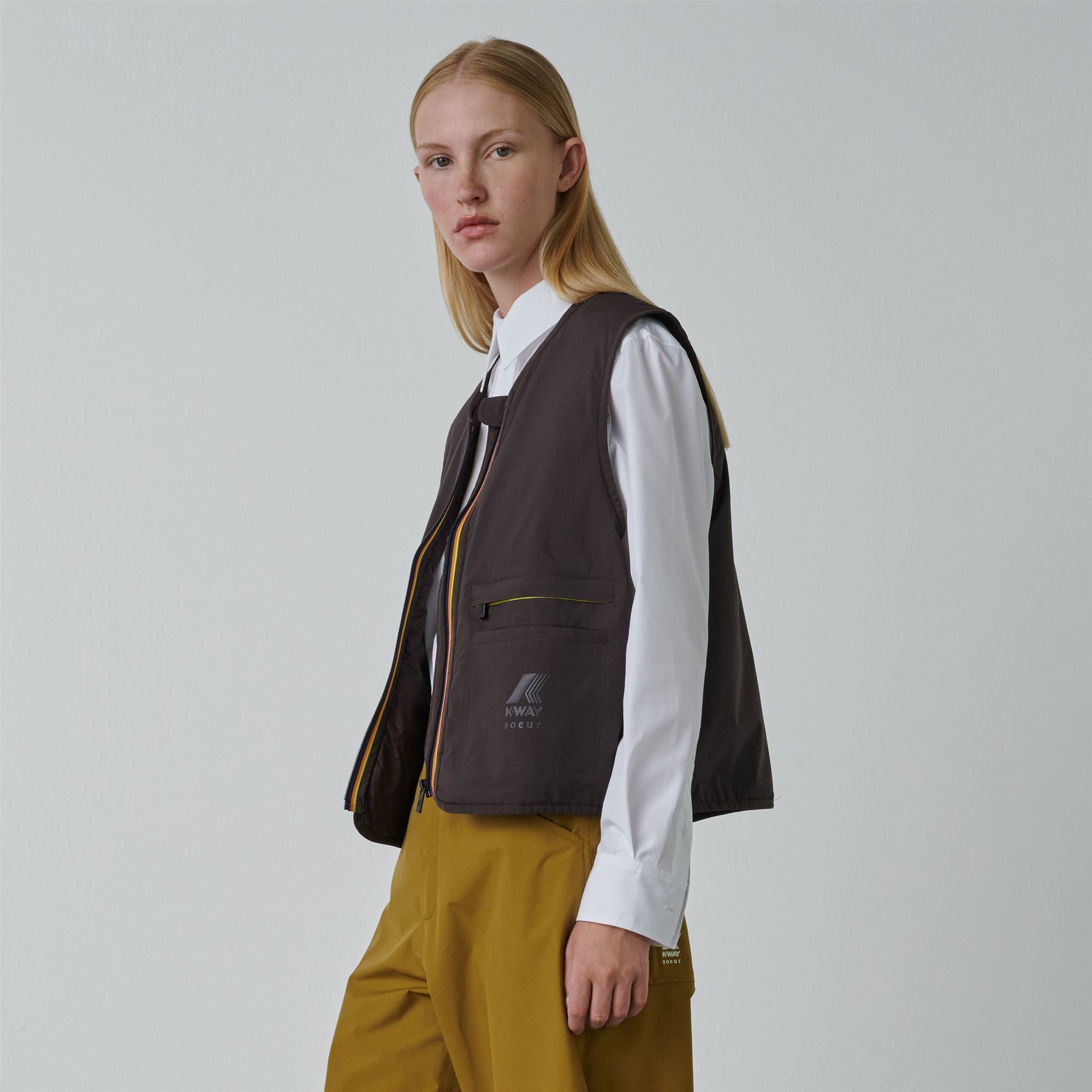 LE VRAI 2.1 AMIABLE LARZAC SOEUR Jackets Vest Woman BROWN AFTER DK