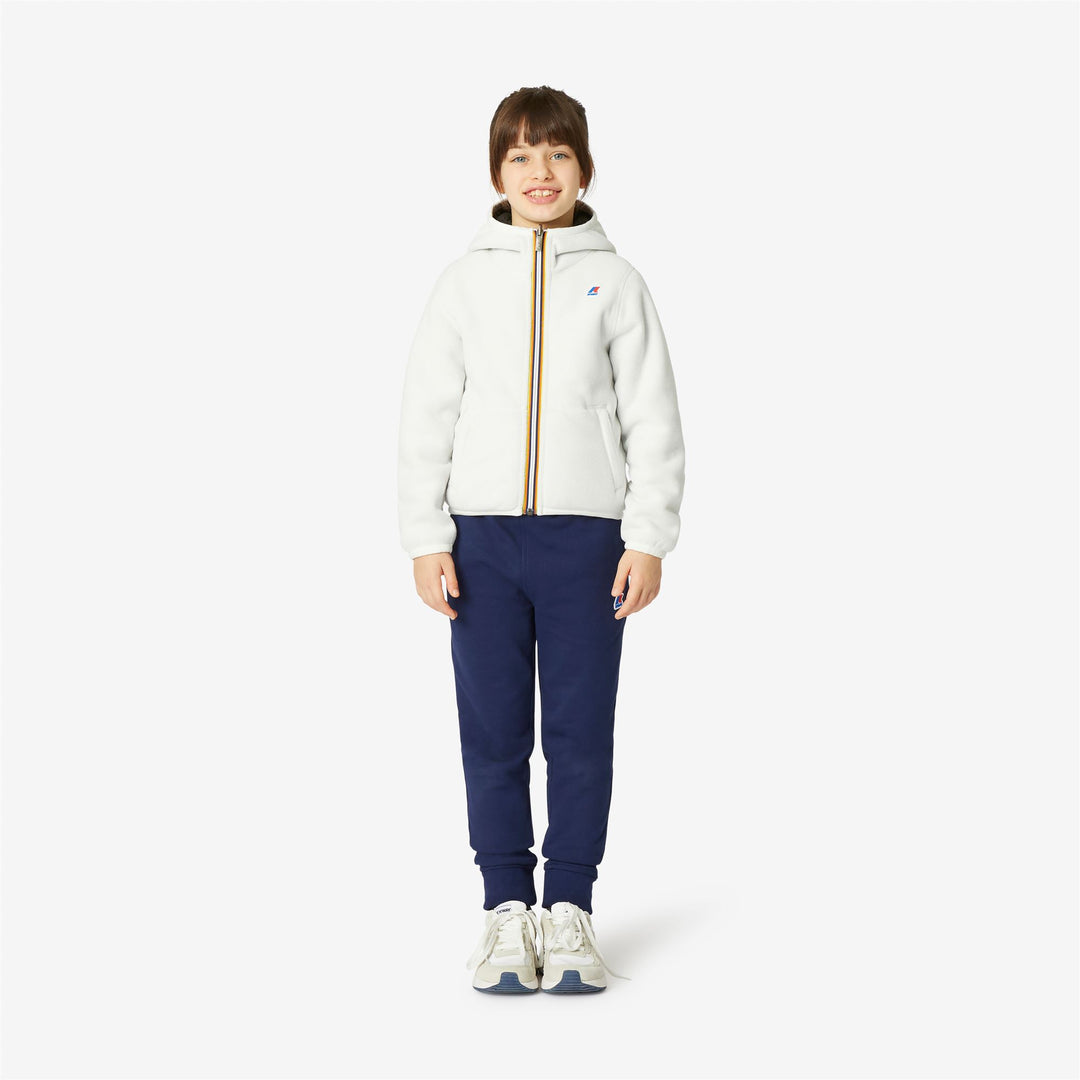 Fleece Girl P. LILY POLAR REVERSIBLE Jacket WHITE - BLACK PURE Dressed Back (jpg Rgb)		