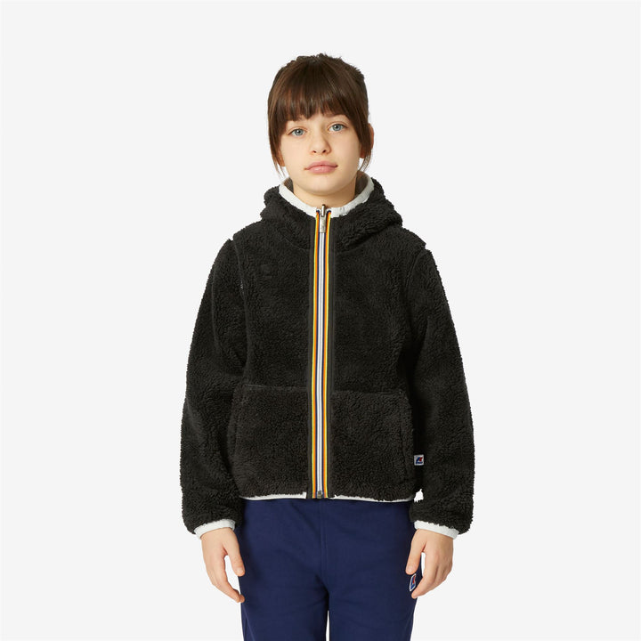 Fleece Girl P. LILY POLAR REVERSIBLE Jacket WHITE - BLACK PURE Detail Double				