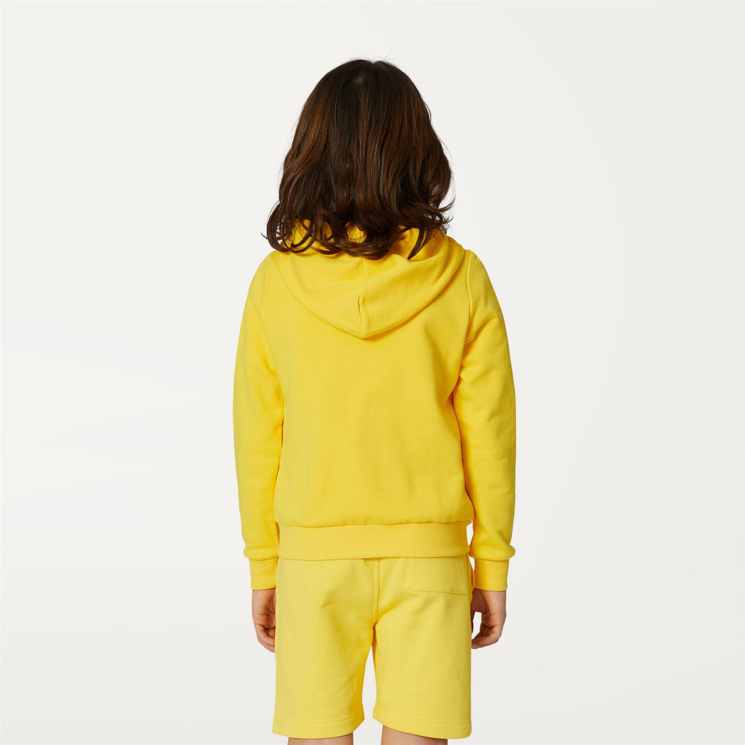 Fleece Kid unisex P. LE VRAI ARNEL POLY COTTON Jacket YELLOW DK Dressed Front Double		