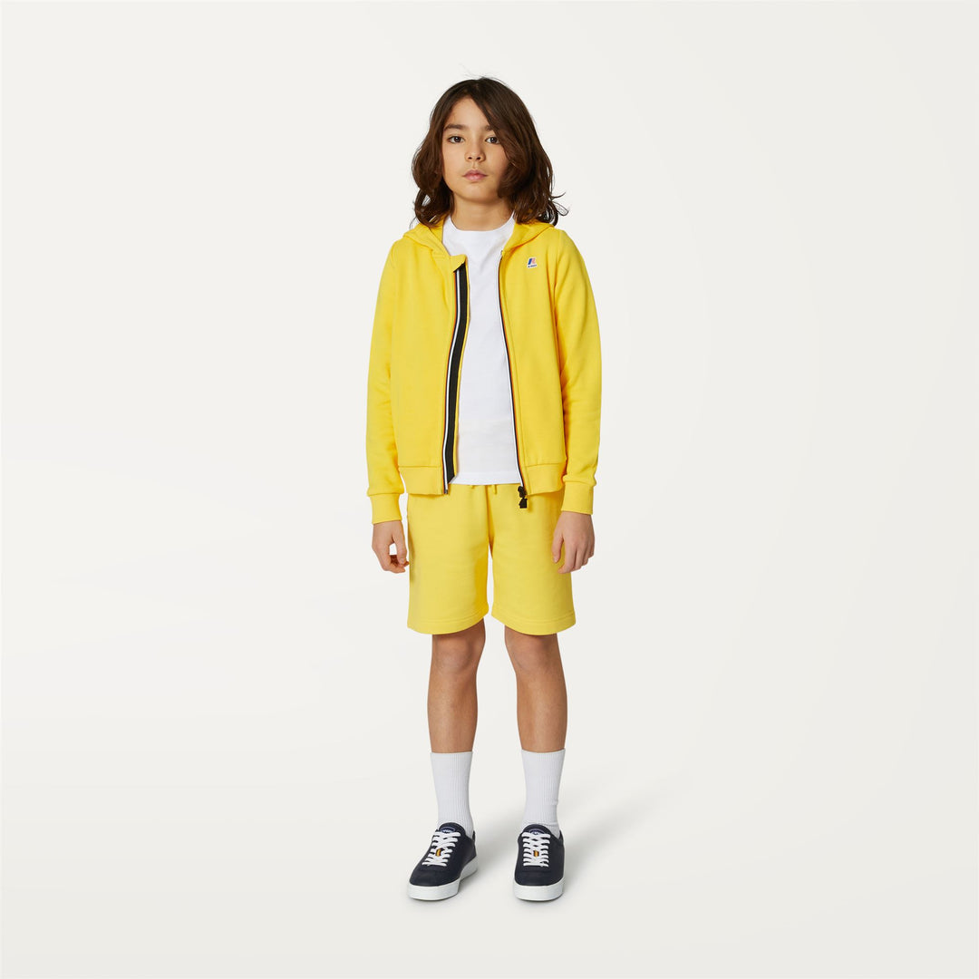 Fleece Kid unisex P. LE VRAI ARNEL POLY COTTON Jacket YELLOW DK Dressed Back (jpg Rgb)		